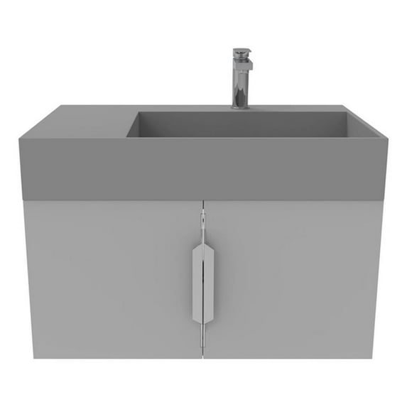 Amazon 30" Gray Wood Floating Vanity with Gray Top and Brushed Nickel Trim