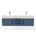 thumbnail image 1 of Amazon 60" Blue Wood Floating Vanity with White Top and Black Trim, 1 of 10