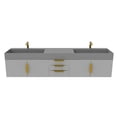 thumbnail image 1 of Amazon 84" Gray Wood Floating Vanity with Gray Top and Gold Trim, 1 of 10