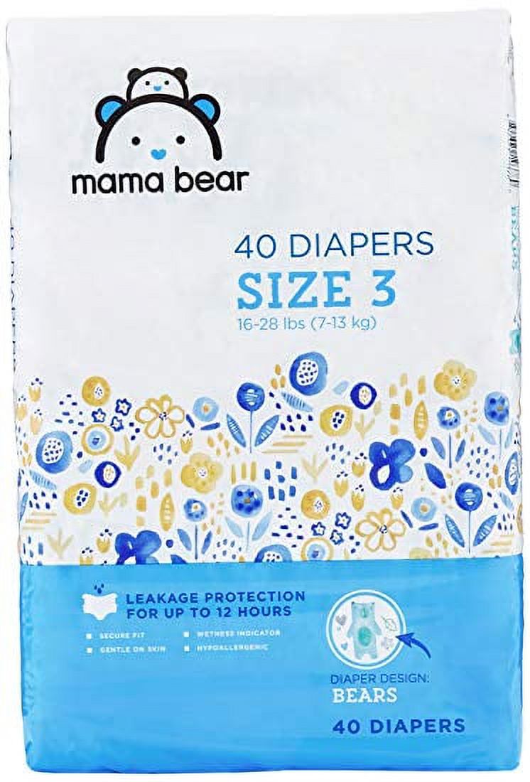 Amazon Brand Mama Bear Diapers Size 3, 40 Count, Bears Print