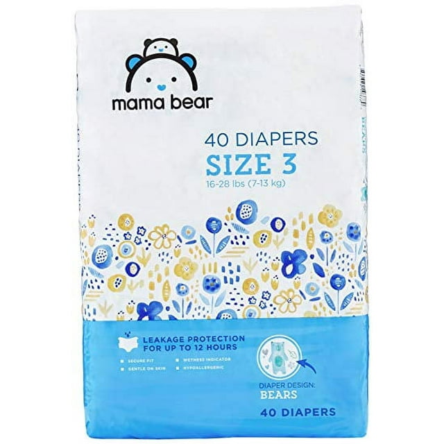 Amazon Brand Mama Bear Diapers Size 3, 40 Count, Bears Print