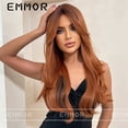 thumbnail image 1 of Amazon European and American Caucasian Women's Wig Side Part Bangs Scottish Gradient Orange Long Straight Hair with Curly Ends Wig, 1 of 4