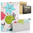 thumbnail image 1 of Amazon Fire HD 10 (11th Generation, 2021) Case With Screen Protector, PU Leather Stand Cover with 2 Pieces Tempered Glass for Fire HD 10 10" (2021) (Flower), 1 of 5