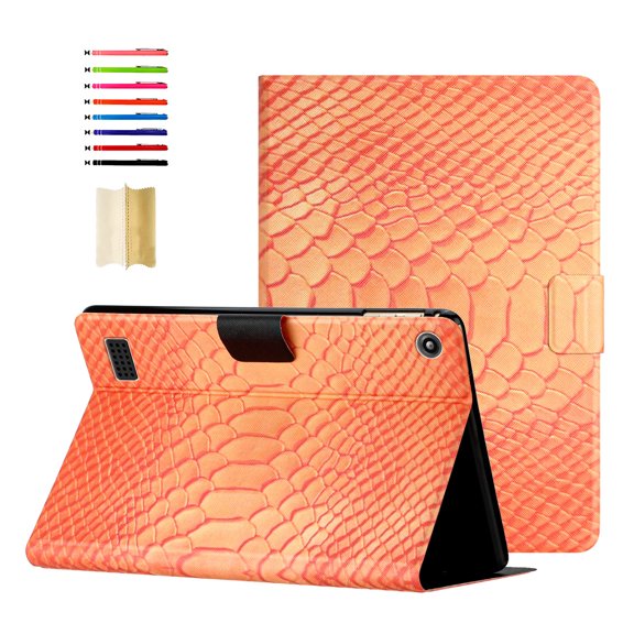 for Amazon Fire HD 7 5th Gen 2015/7th Gen 2017/9th Gen 2019 Case - Soft PU Leather Folio Flip Cover Multiple Viewing Angles Stand Card Slots Auto Sleep/Wake Case Cover, Orange
