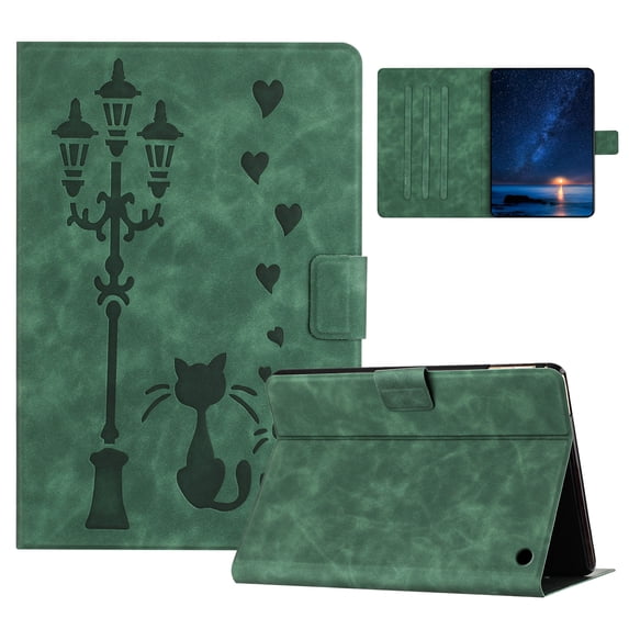 for Amazon Fire HD10/HD10 Plus 13th/11th Generation 10.1" 2023/2021 Case PU Leather Folio Tablet Cover, Smart Auto Wake/Sleep Flip Stand Case Embossed Pattern Magnetic Clasp Protective Case, Green