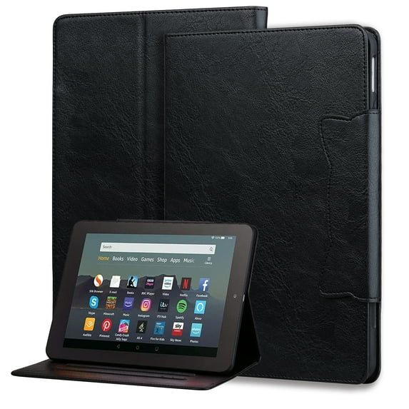for Amazon Fire HD10/HD10 Plus 13th Generation 2023 Case, Vintage Soft PU Leather Case with 2 Anti-Slip Strips Adjustable Kickstand & 4 Card Slots (Include 1 Photo Slot) Auto Sleep/Wake, Black