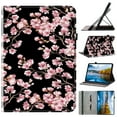 thumbnail image 1 of for Amazon Fire Max 11 13th Generation 2023 Wallet Case, Flower Pattern PU Leather Card Slots Pencil Slot Elastic Strap Adjustable Angles Kickstand Durable Folio Flip Case Cover, Plum Blossom, 1 of 7