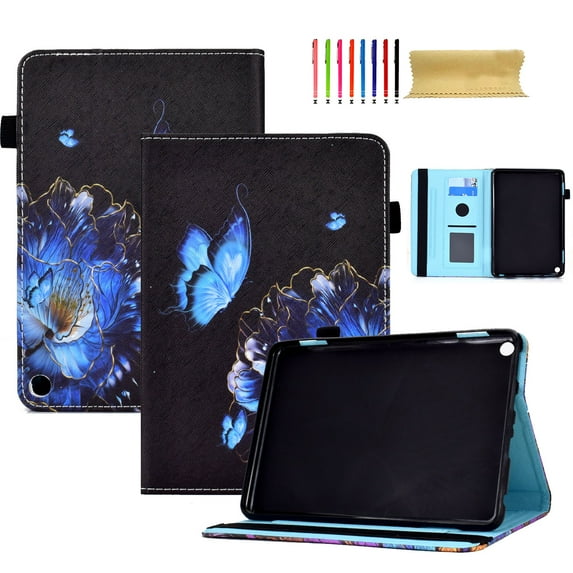 for Amazon Fire Max 11 Tablet Case 11.0 inch 2023, Pattern Magnetic Retro Folio Shell for Fire Max 11 Cover with Card Holder & Multi-Angle Stand & Stylus Slot & Auto Sleep/Wake, #1 Flower Butterflies