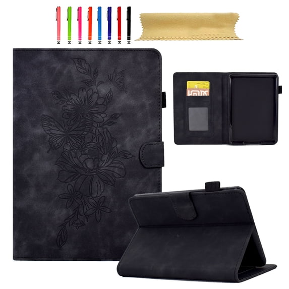 for Amazon Kindle 11th Generation 2022, Premium PU Leather Cover/Smart Folio with Dual Stand & Auto Sleep/Wake Case with Pen Slot & Card Slots for Amazon Kindle 11th Gen 2022, Black
