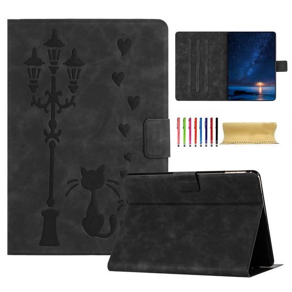 for Amazon Kindle 11th Generation (2022 Release) Folio Flip Case, Embossed PU Leather Case with Smart Auto Wake / Sleep & Adjustable Stand (3 Anti-Slip Strips) with Card Slots, Black