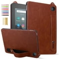 thumbnail image 1 of for Amazon Kindle Fire 7 Tablet Case (12th Gen, 2022 Release) - Shockproof Durable Premium PU Leather Cover with Kickstand, Business Style, Hand Strap Feature For Amazon Fire 7 2022,Brown, 1 of 5