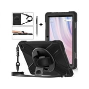 Case for Amazon Kindle Fire HD 10 13th Generation 2023 10.1 inch, Shockproof Cover with Pencil Holder & Kickstand Hand & Hand/Shoulder Strap/Stylus Pen
