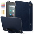 thumbnail image 1 of for Amazon Kindle Fire HD 10 and 10 Plus Tablet (11th Generation 2021 Release) - Shockproof Durable Premium PU Leather Cover with Kickstand, Business Style, Hand Strap Feature, Blue, 1 of 5