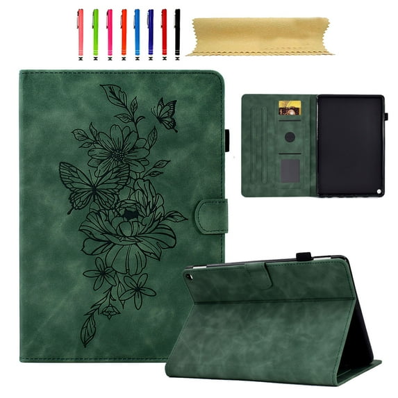 for Amazon Kindle Fire HD/HD8 Plus 2024/2022/2020, Premium PU Leather Cover/Smart Folio with Dual Stand & Auto Sleep/Wake Case with Pen Slot & Card Slots for Fire HD/HD8 Plus 2024/2022/2020, Green