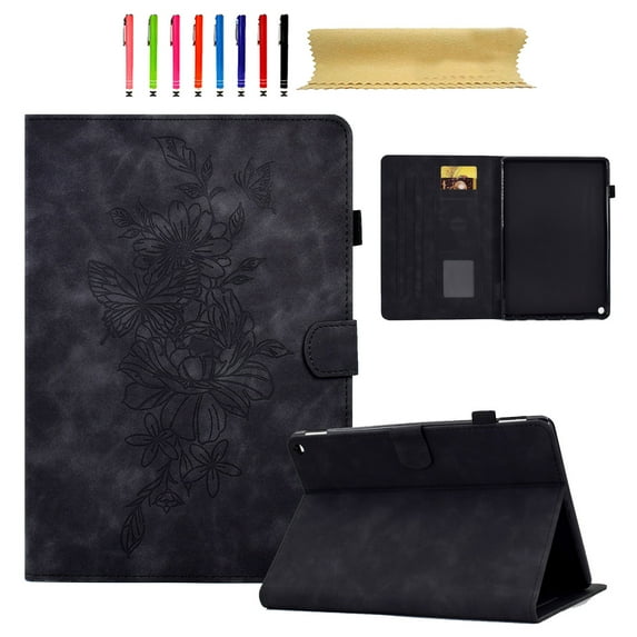 for Amazon Kindle Fire HD/HD8 Plus 2024/2022/2020, Premium PU Leather Cover/Smart Folio with Dual Stand & Auto Sleep/Wake Case with Pen Slot & Card Slots for Fire HD/HD8 Plus 2024/2022/2020, Black