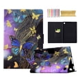 thumbnail image 1 of for Amazon Kindle Fire HD8 / HD8 Plus 2020/2022/2024 Case, Pattern PU Leather Full Body Protective Adjustable Stand Cover with Card Pocket Folio Flip Case Cover, Gold Butterfly, 1 of 7