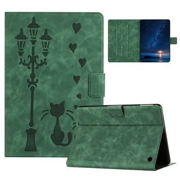 for Amazon Kindle Fire HD8 / HD8 Plus 2024/2022/2020 Case PU Leather Folio Tablet Cover, Smart Auto Wake/Sleep Flip Stand Case Embossed Pattern Magnetic Clasp Protective Case, Green