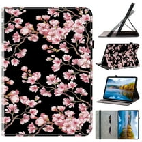 for Amazon Kindle Paperwhite (11th Generation) 2021 Wallet Case, Flower Pattern PU Leather Card Slots Pencil Slot Elastic Strap Adjustable Angles Kickstand Folio Flip Cover, Plum Blossom