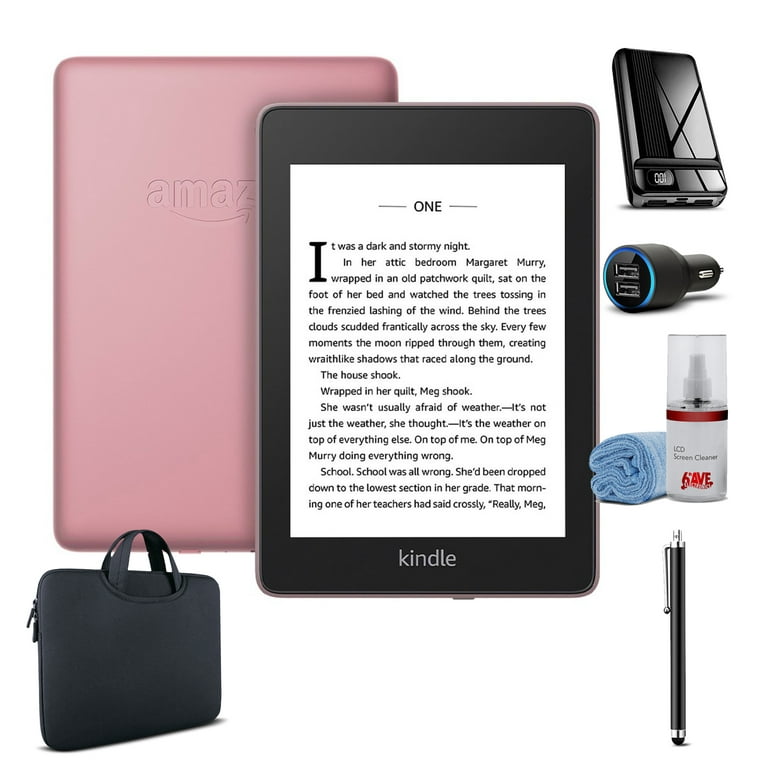 Kindle Paperwhite 6 8GB E-Reader - Plum Bundle with Power Bank +  Zipper Sleeve + USB Car Adapter + Stylus + Screen Cleaner 