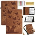 thumbnail image 1 of for Amazon Kindle Paperwhite 7th Gen 2015/10th Gen 2018 Adjustable Kickstand Case, Lovely Pattern PU Leather + Soft Inner Case Auto Wake/Sleep Flip Folio Cover with Pen Holder & Card Slots, Brown, 1 of 6