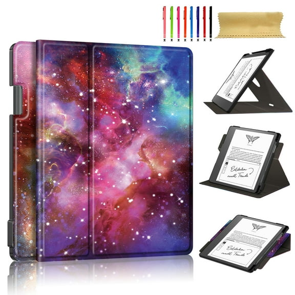 for Amazon Kindle Scribe 10.2 Inch 2024, 360 Degree Rotating Stand Shell Drop Protective Multi-viewing Angle Holder Folio Cover Case for Amazon Kindle Scribe 10.2 Inch 2024, Galaxy