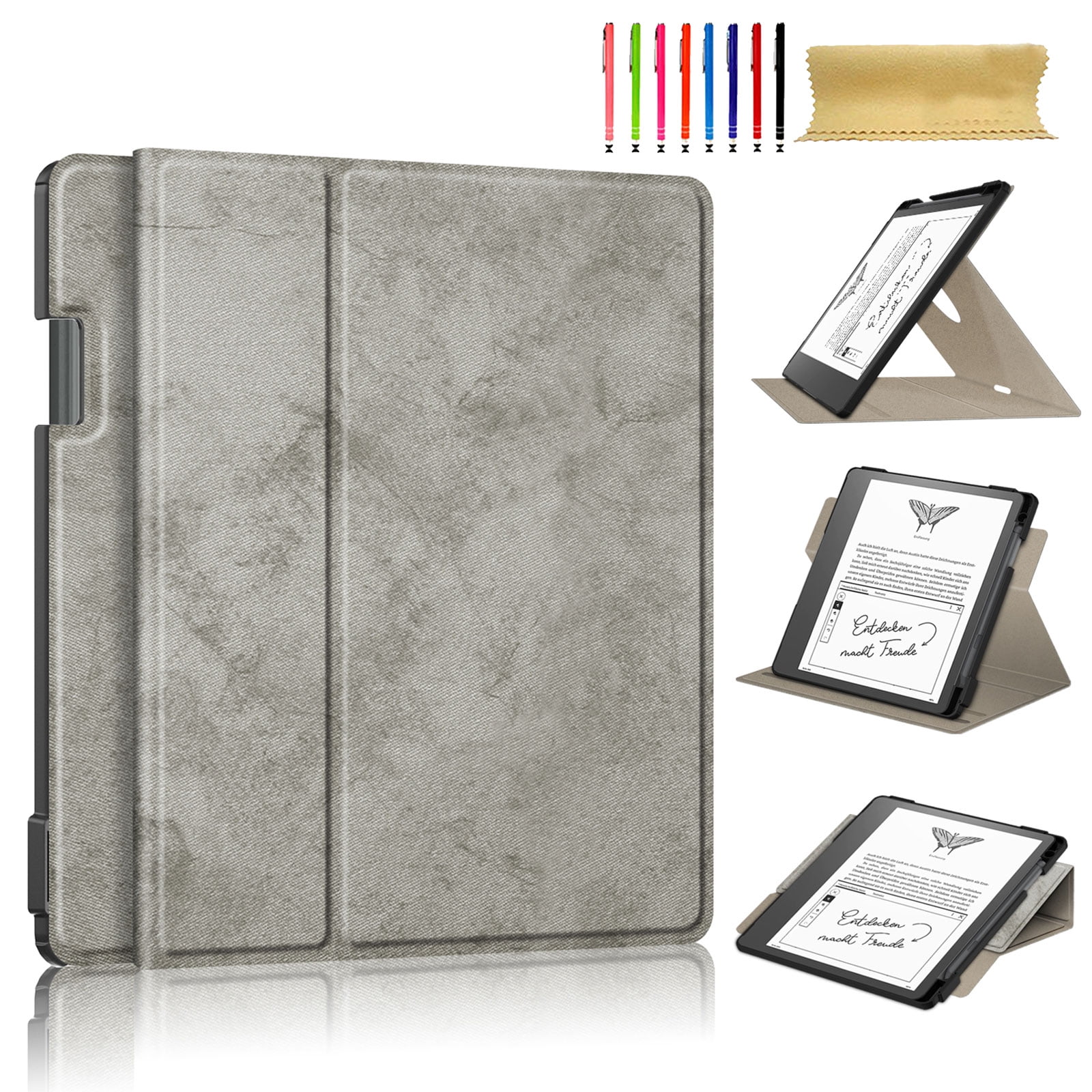 WALNEW Étui de protection pour Kindle Scribe (10,2 pouces, 2022), support  de protection multi-angles avec 2 lanières, porte-stylo et fonction