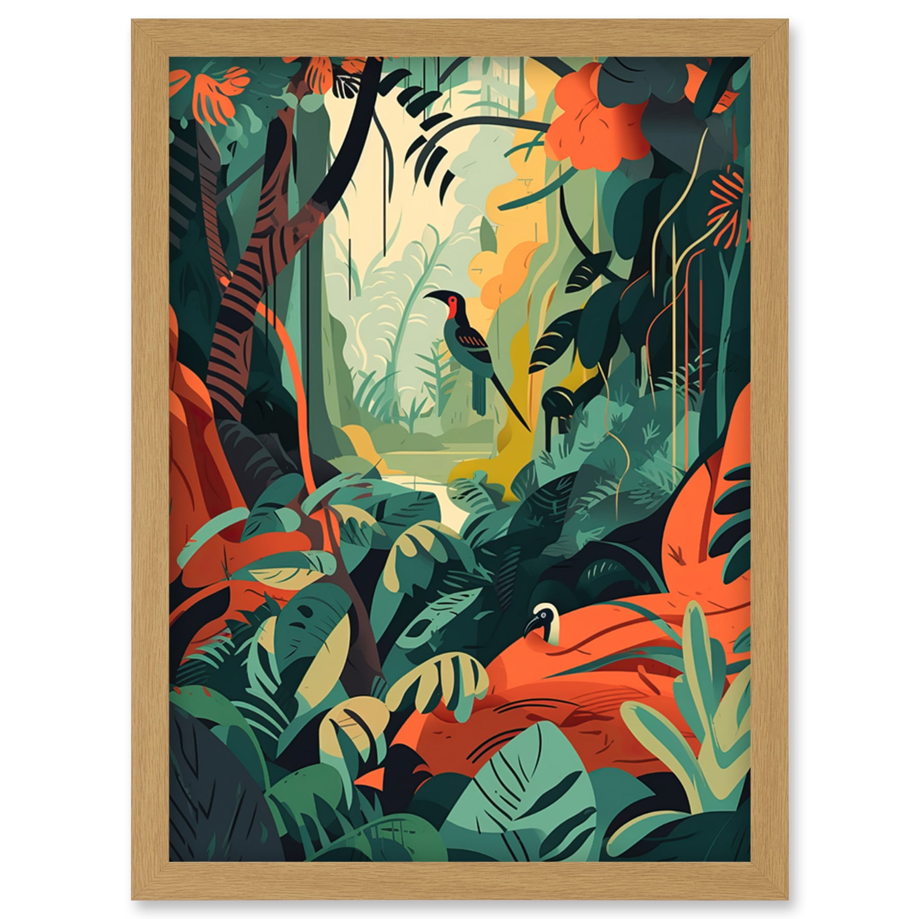 希少 アート 大型本 TROPIAAL ART Birds and Leaves Troupial Bird Art Print - National Bird Art Print - Home