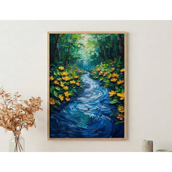 Amazon River Tropical Rainforest Decor Brazil Aerial Art, Unframed Canvas