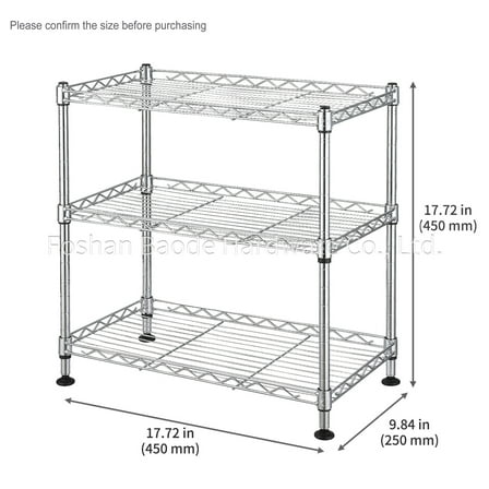 Multi-Functional Mini Small Chrome-Plated 3-Tiers Metal Shelf Unit