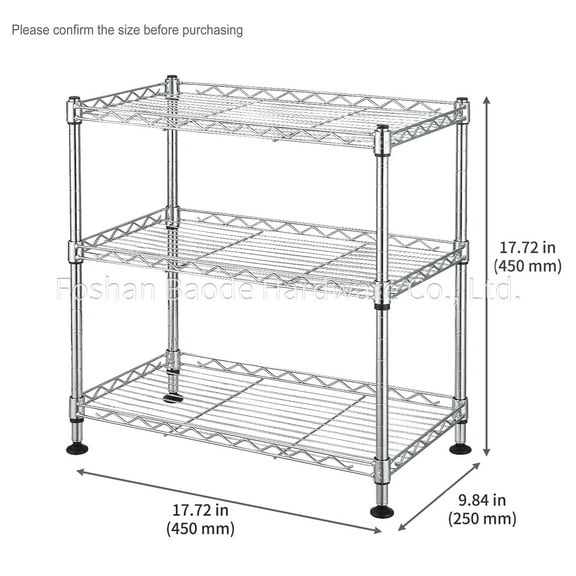 Multi-Functional Mini Small Chrome-Plated 3-Tiers Metal Shelf Unit
