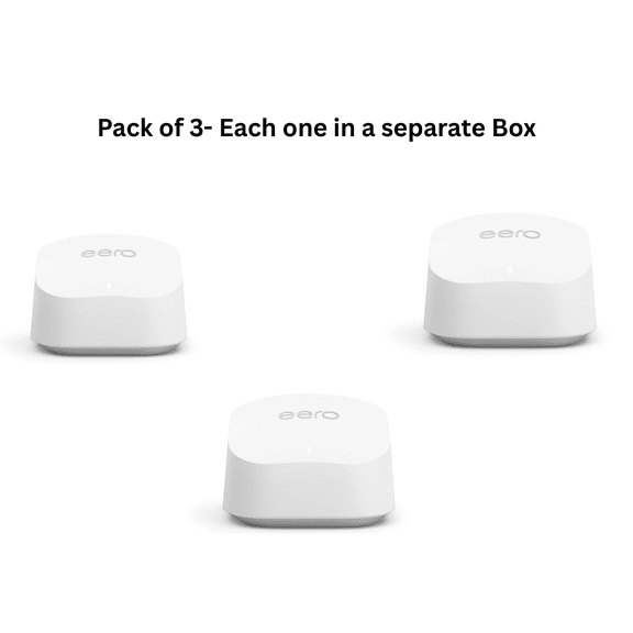 Amazon eero 6+ mesh wifi router - Supports internet plans up to a Gigabit, Coverage up to 4500 sq. ft., Connect 75+ devices, 3 Routers