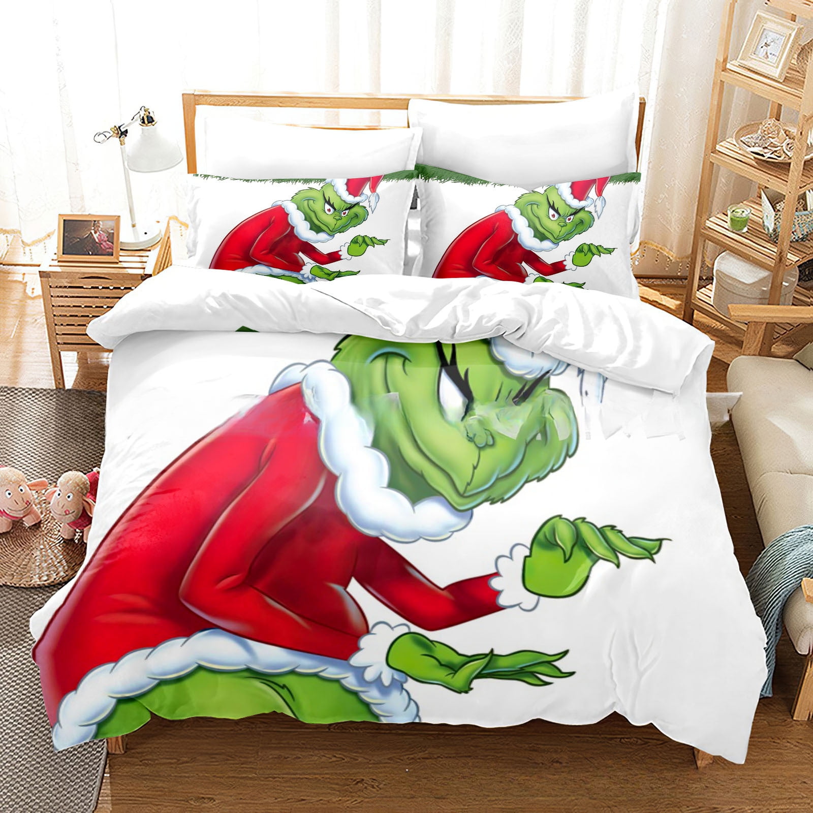 Amazon grinch threepiece set double bedding thickened abraded three