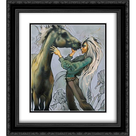 Amazona 2x Matted 20x22 Black Ornate Framed Art Print by Imre, Lani