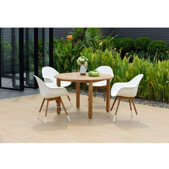 Amazonia 5pc Teak Finish Patio Dining Set