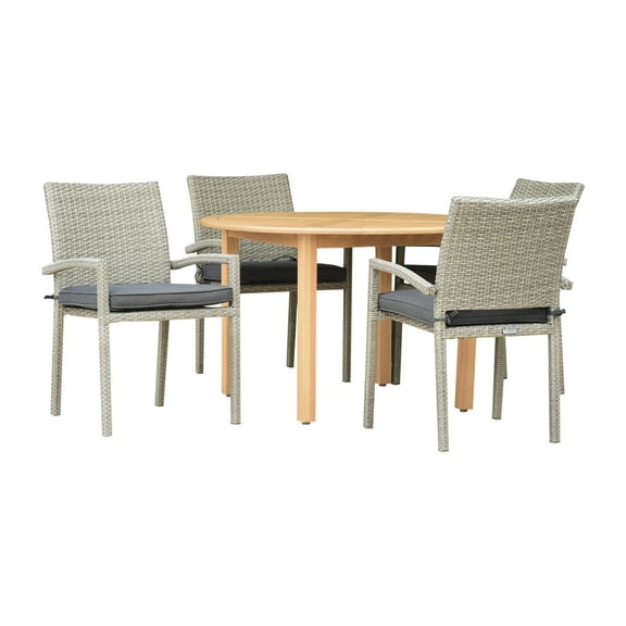 Amazonia 5pc Teak Finish Patio Dining Set