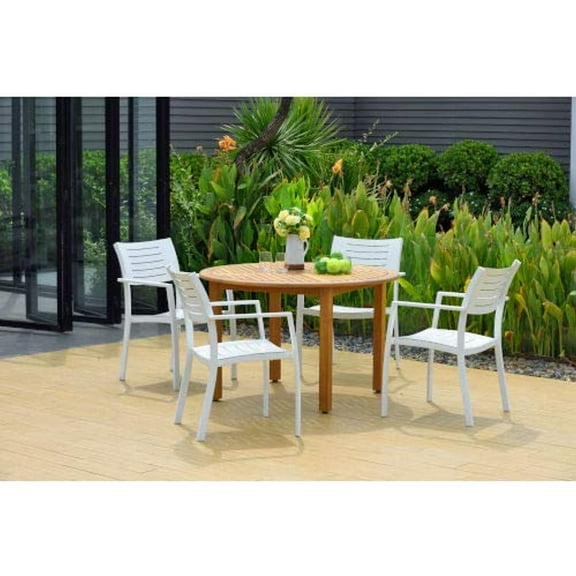 Amazonia 5pc Teak Finish Patio Dining Set