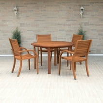 Amazonia Arizona 5-Piece Solid Wood 100% FSC Certified Round Patio Dining Set