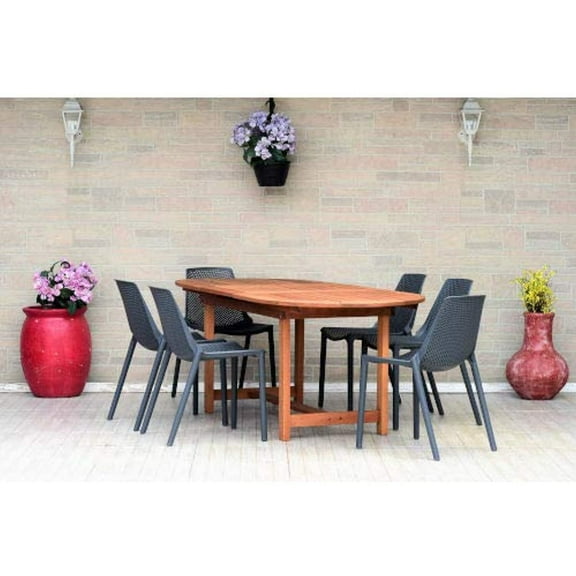 Amazonia Arizona 7-Piece Eucalyptus Extendable Oval Patio Dining Set