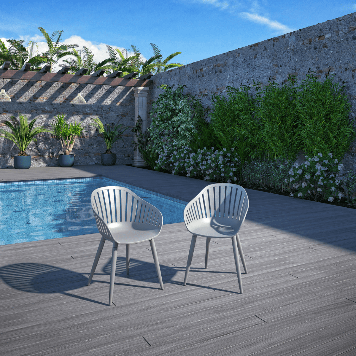 Amazonia Assen 2-Piece Chair Set | Aluminium Legs | Ideal for Outdoors and Indoors, Gray