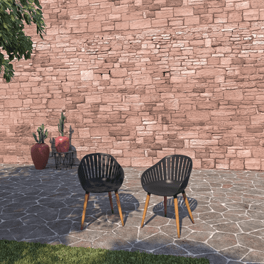 Amazonia Assen 2-Piece Chair Set, Teak Finish Legs, Ideal for Outdoors and Indoors