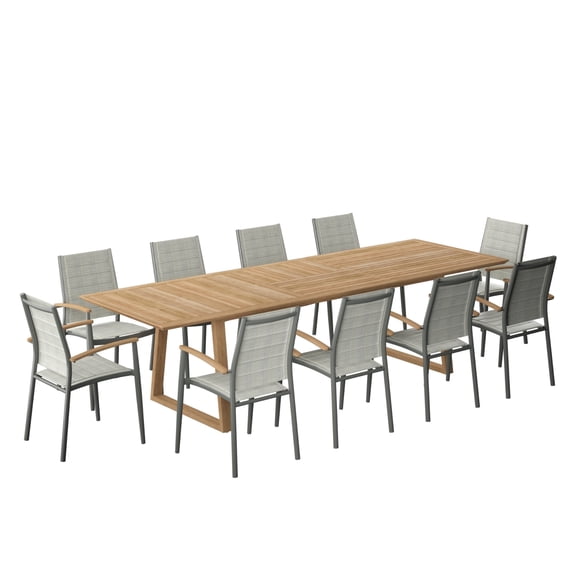Amazonia Ayax 11-Piece Teak 100% FSC Certified Extendable Patio Dining Set