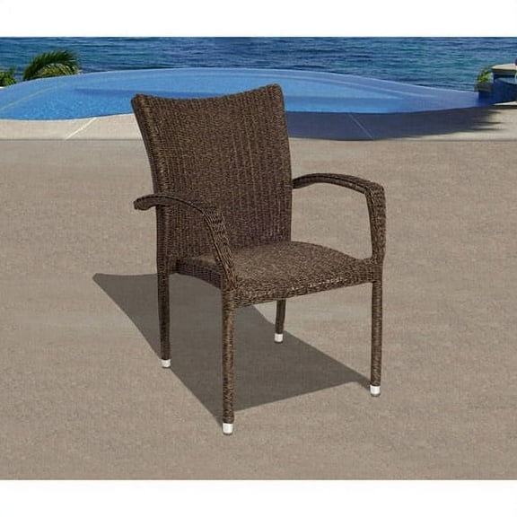Amazonia Bari Outdoor All-Weather Wicker Armchairs, Set of 4, Distressed Grey