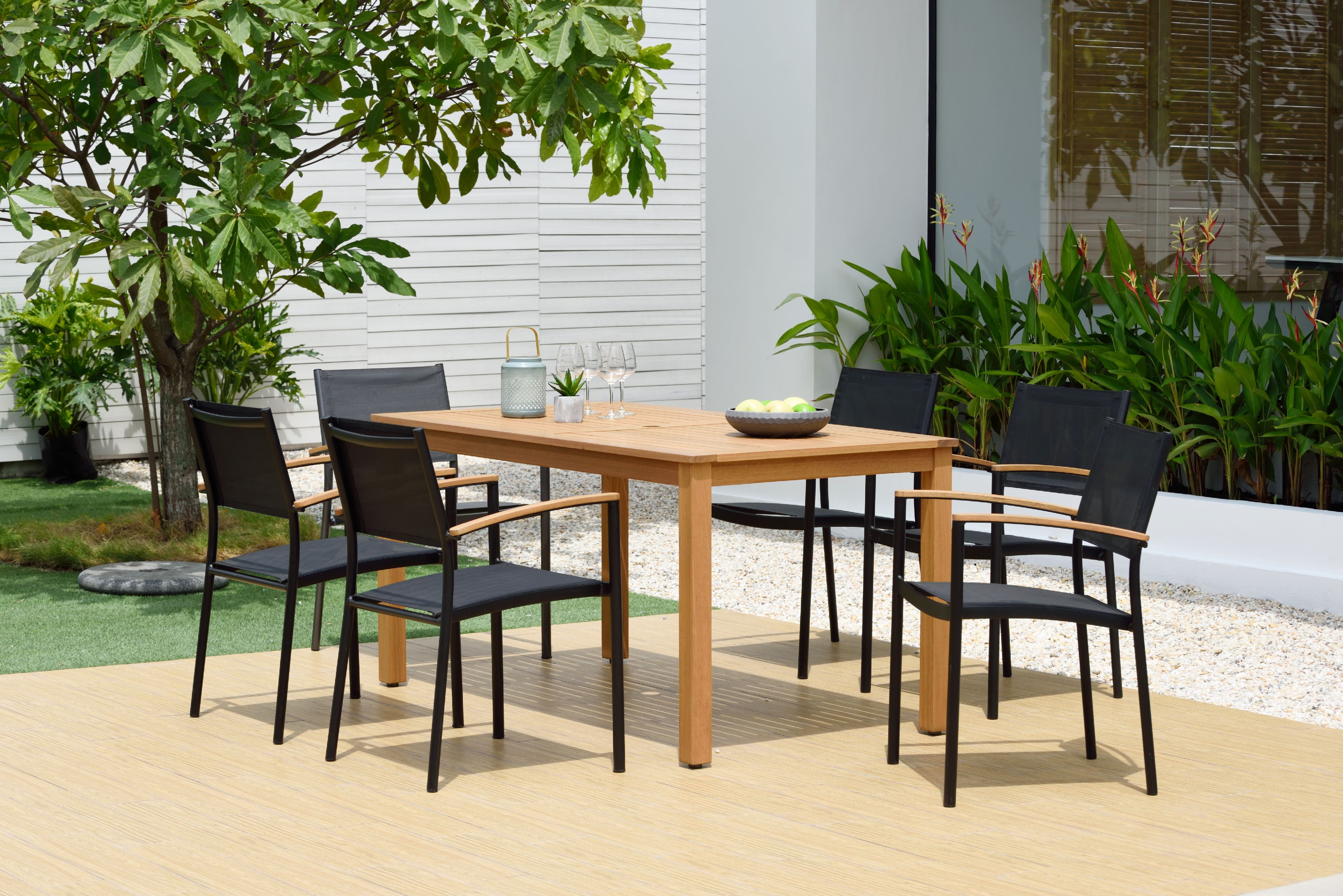Amazonia Bellegard Teak Finish 7 Pieces Rectangular Patio Dining