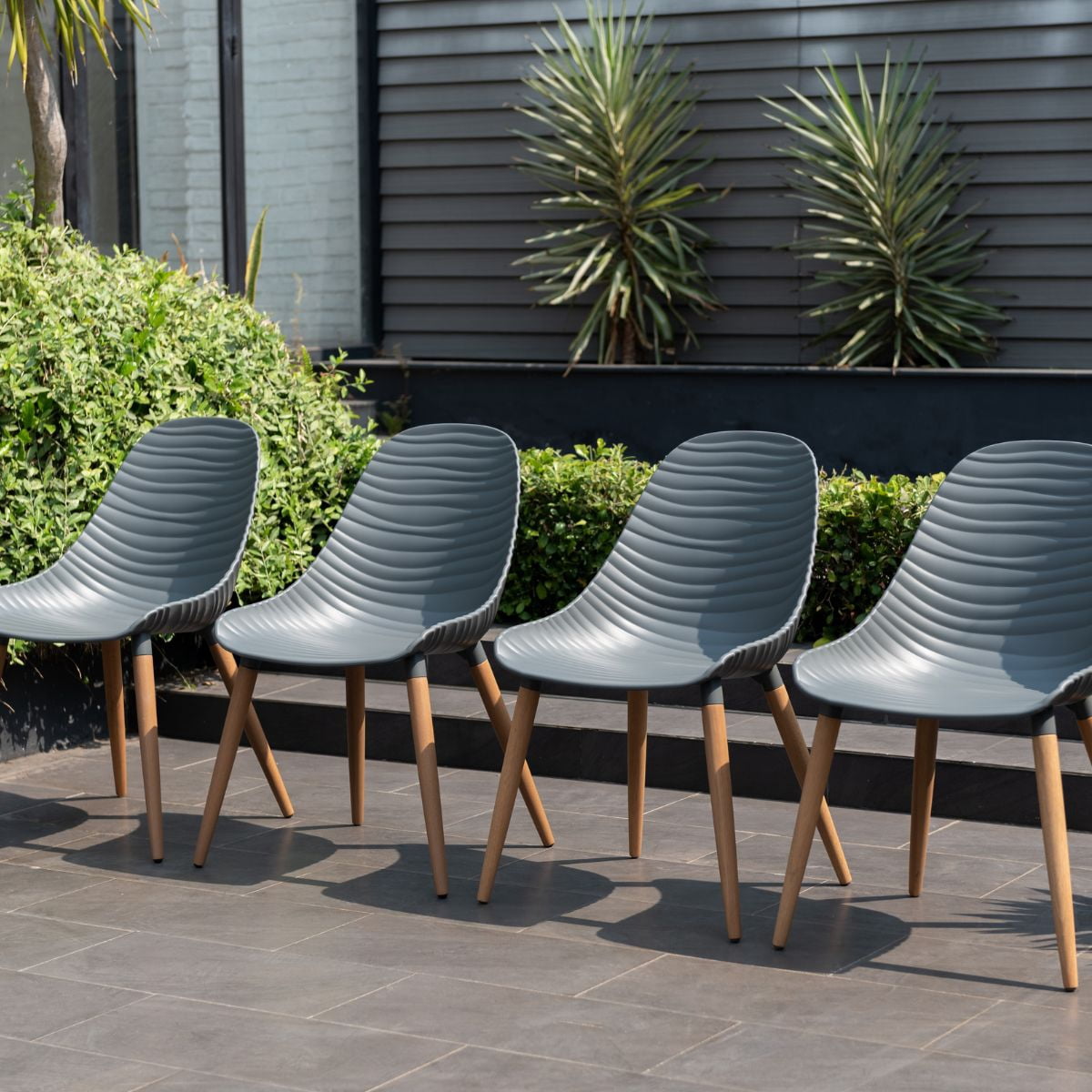 Amazonia Bolonia 4-piece, Recycled Resin & 100% FSC Certified Wood Teak Finish, Patio Chair Set