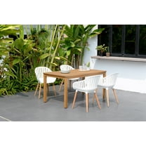 Amazonia Brisbane 5 Pieces Rectangular Outdoor Dining Set Teak Finish, Ideal for Patio