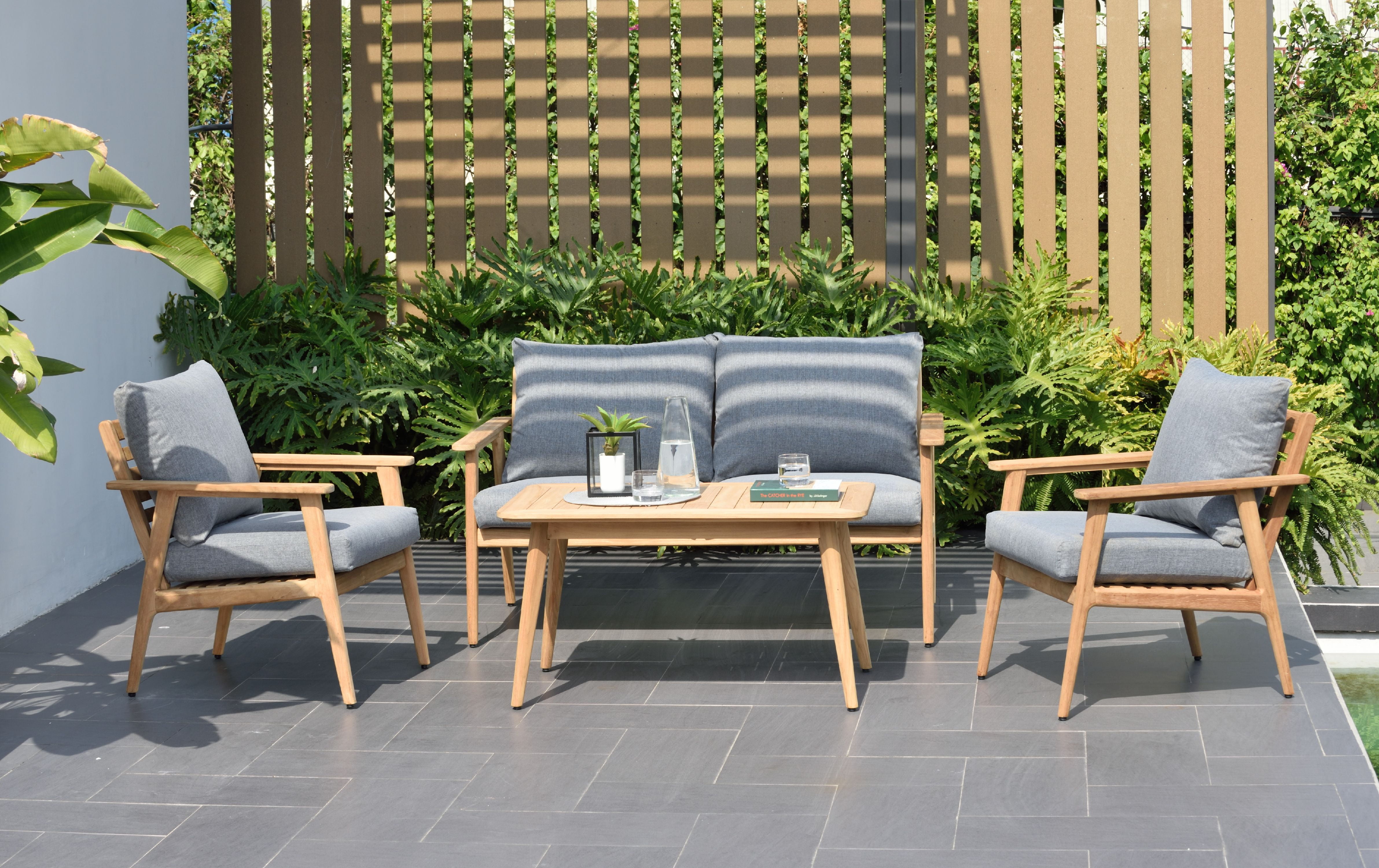 Amazonia Charleroi Teak 4 Pieces Patio Deep Seating Set Deluxe With Olefin Cushions, Seating Capacity: 4