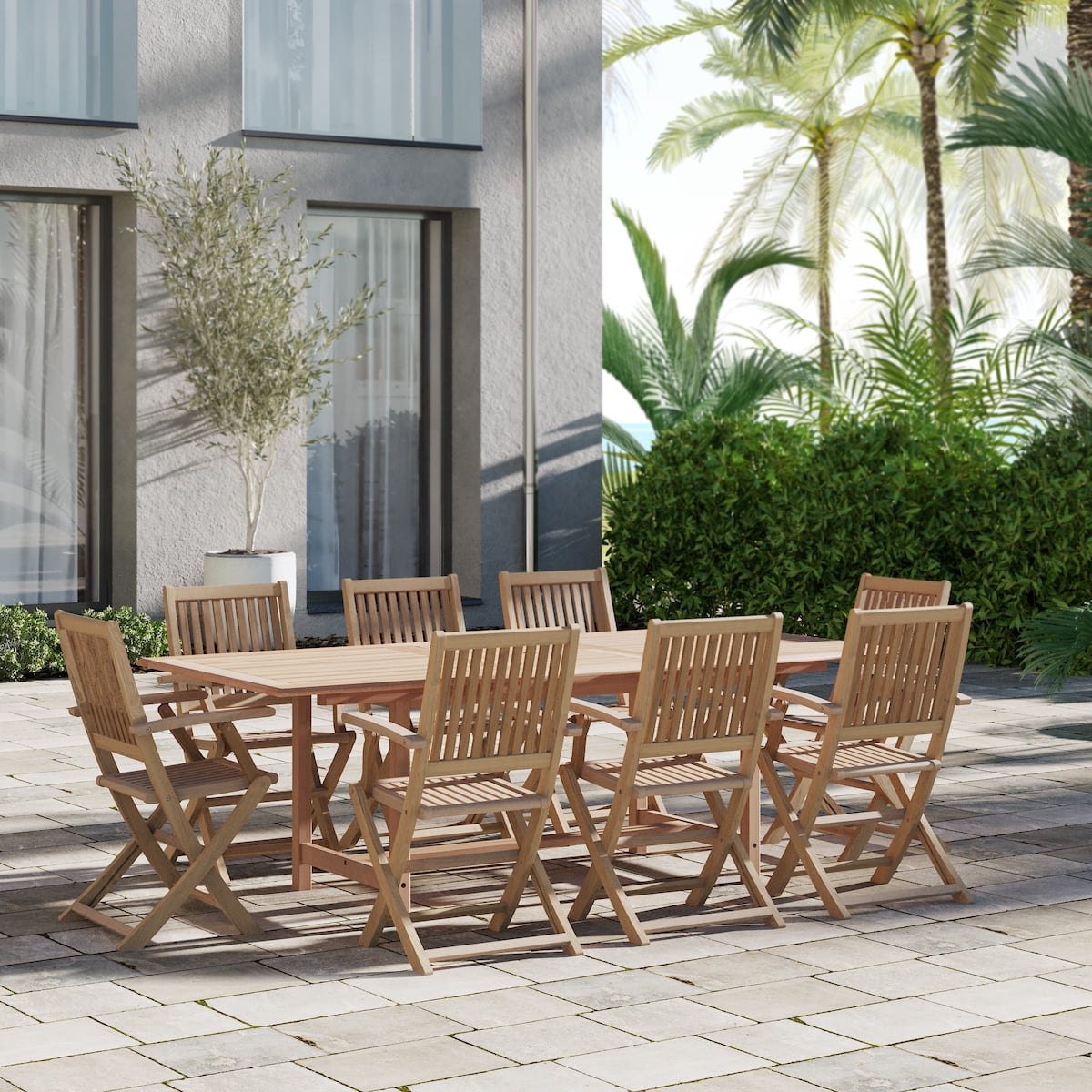 Amazonia 9-Piece Outdoor Dining Set, 100% FSC Certified Teak Wood ...