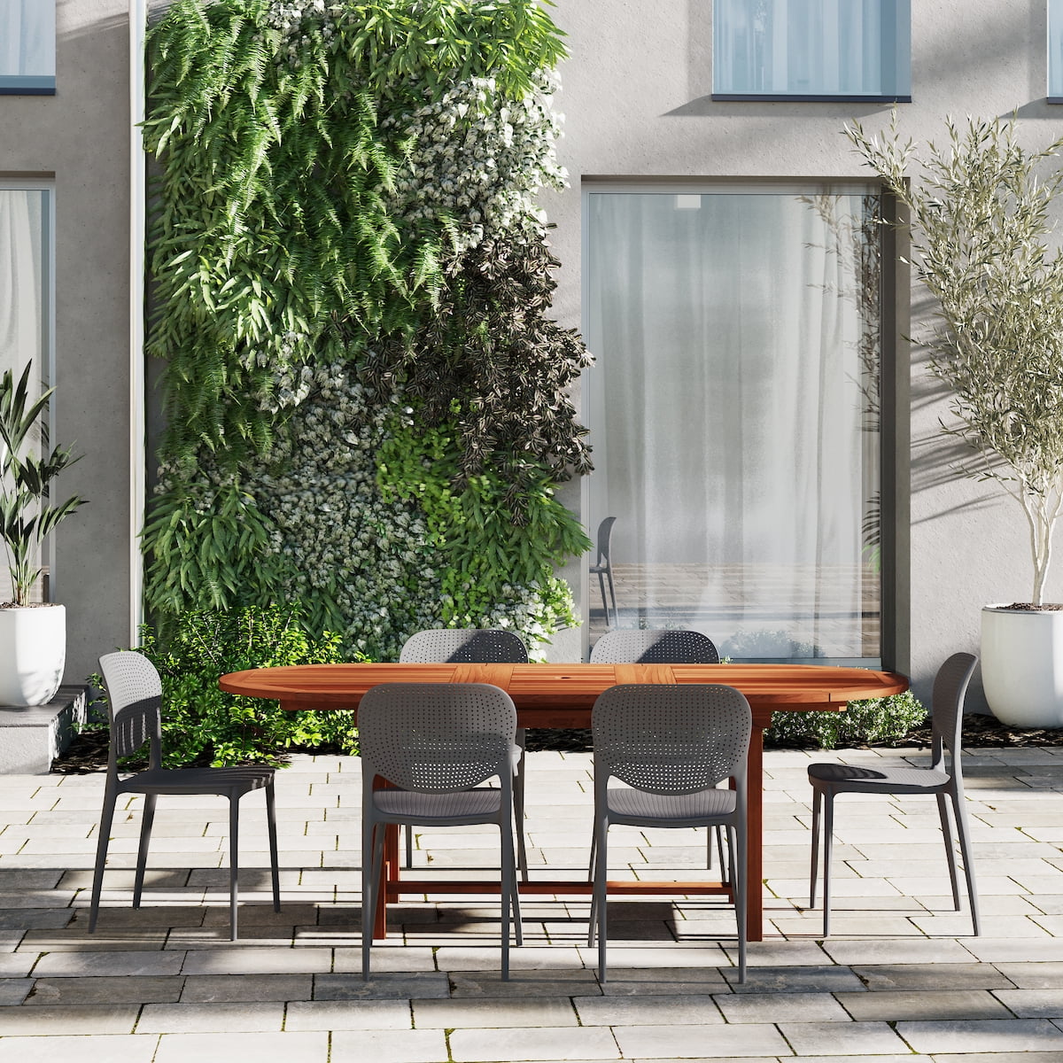 Amazonia Coppolla 7- Piece Eucalyptus Wood Outdoor Dining Set Gray