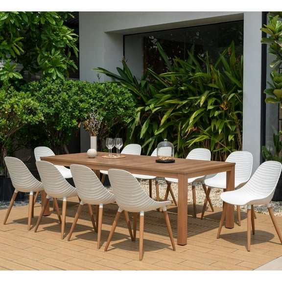 Amazonia Di Como 11-Piece, 100% FSC Certified Wood with Teak Finish, Outdoor Patio Dining Set. Seating Capacity: 10