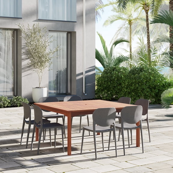 Amazonia Doncaster 9- Piece Eucalyptus Wood Outdoor Dining Set Gray